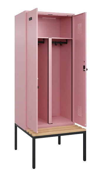 C+P PSA Doppel-Spind Evolo PLUS, Bank, 2 Abteile, 2120x800x815mm, 3015/3015, Drehriegel, Sitzfläche Buche-Hartholz, Sitzbank, 0490527-22P S10024