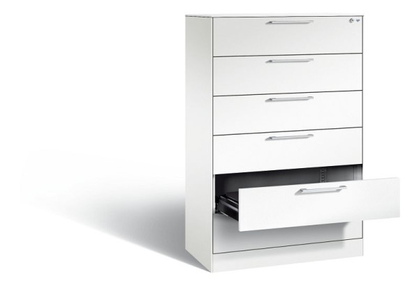 C+P Karteischrank Asisto, H1310xB800xT435mm, Farbe: Verkehrsweiß, Bügelgriff, Stahl-Abdeckplatte, 146023-623 S10042