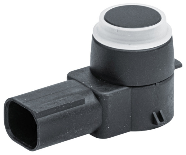HELLA Sensor, Einparkhilfe, gewinkelt, 3-polig, gesteckt, lackierbar, mit Befestigungsring, 6PX 358 141-221