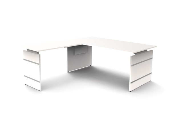 Kerkmann Höhenverstellbarer Wangenschreibtisch B 1800 x T 800 x H 680-760 mm, Form 4, Farbe: Weiß, 11465310
