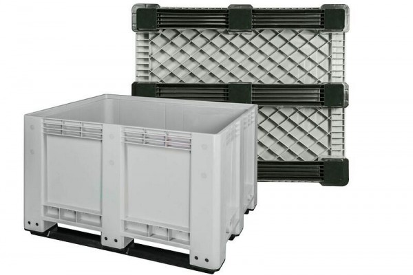 FACH-PAK Palettenbox geschlossen mit 3 Kufen, Farbe: grau, FP-FBG1210K Standardfarbe: grau