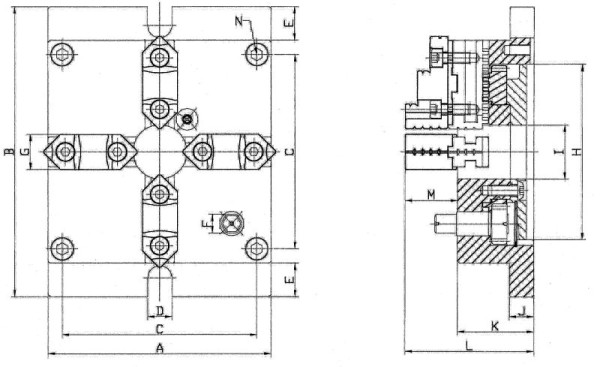 MACK Stationäres 4-Backen Drehfutter Ø 200 mm, ZE-SDF4-200