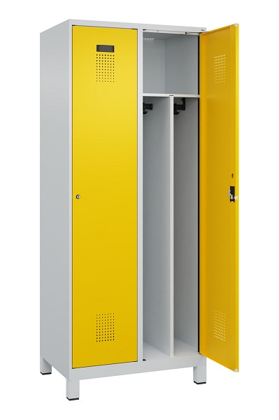 C+P Spind Evolo PLUS, mit Füßen, 2 Abteile, 1950x800x500mm, 7035/1023, Verschluss Zylinderschloss, 049010-22F S10028