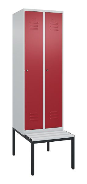 C+P Umkleidespind Classic PLUS mit Mitteltrennwand, 2 Abteile, 2120x600x815mm, 7035/3003, Zylinderschlösser, 0800507-20F S10016