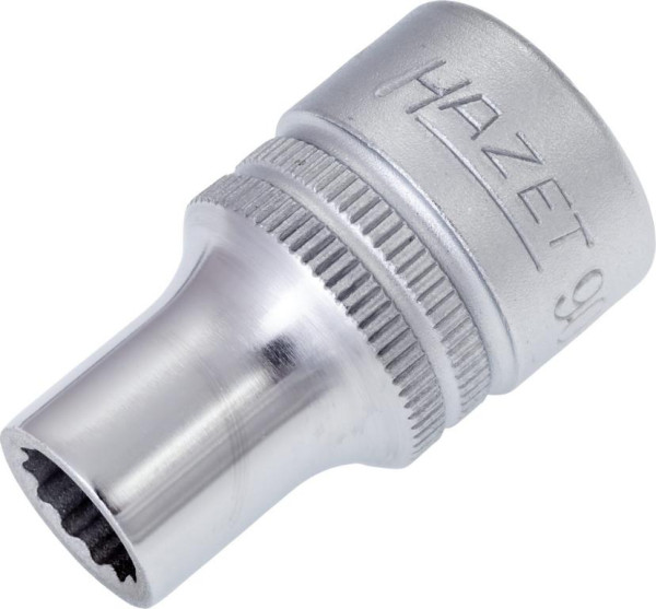 Hazet Steckschlüsseleinsatz, Doppelsechskant, Vierkant hohl 12,5 mm (1/2 Zoll), Außen-Doppel-Sechskant-Tractionsprofil, 9 mm, 900Z-9