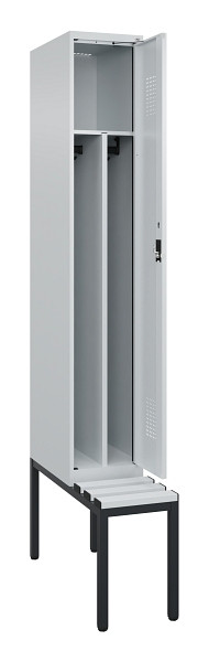 C+P Spind Evolo PLUS, 1 Abteile, 2120x300x815mm, 7035/7035, Haken 4, Zylinderschloss, Sitzfläche Kunststoff, Sitzbank, 0490507-10F S10095
