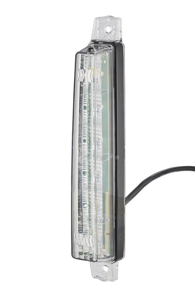 HELLA Positionsleuchte, LED, 12V, Einbau, glasklar, LED-Lichtfarbe: weiß, 400mm, offene Kabelenden, vorne, senkrechte Befestigung, 2PF 012 846-411