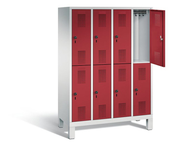 C+P Spind doppelstöckig Evolo, H1650xB1190xT500mm, Farbe: Lichtgrau / Rubinrot, 483106-40 S10060