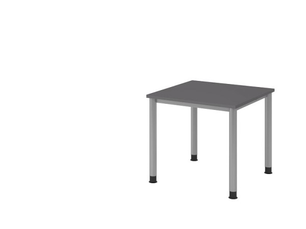Hammerbacher Schreibtisch 4 Fuß rund 80x80cm Graphit/Silber, Rechteckform, VHS08/G/S