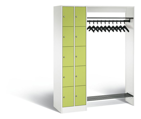 C+P Garderobe Serie 8070, H1950xB1410xT480 mm, Weiß/Viridingrün, 80720-00 S10245