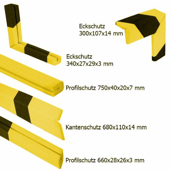 Stein HGS Warn- und Schutzprofil -ProFlex-, Eckschutz/ Winkel/gelb-schwarz, 300x107x14mm /selbstklebend, 19129