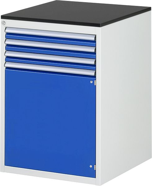 RAU Schubladenschrank Serie 7000, B580 x T650 x H820 mm, Arbeitsplatte mit Melaminharzbeschichtung, Schubladen: 2xH90 mm, Flügeltür H540 mm, 13-L5.6AR-M.11
