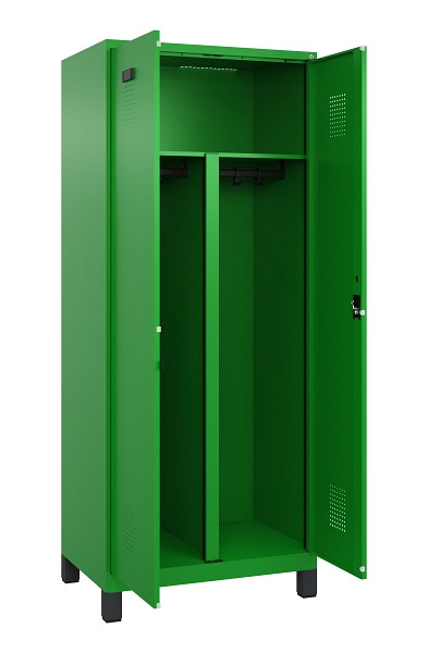 C+P PSA Schwarz-Weiß-Spind Evolo PLUS, mit Füßen, 2 Abteile, 1950x800x500mm, 60, Zylinderschloss, 049012-22P S10053
