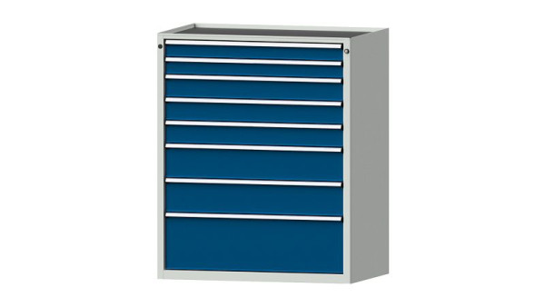 ANKE Werkbänke Schubladenschrank, Modell 4004 V, 1060 x 675 x 1280 mm, RAL 7035/5010, Wanne, 611.506