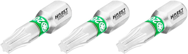 Hazet Bit, Sechskant massiv 6,3 (1/4 Zoll), Innen TORX® Profil, T20, Anzahl Werkzeuge: 3, Schlüsselweite: T20, 2223N-T20/3