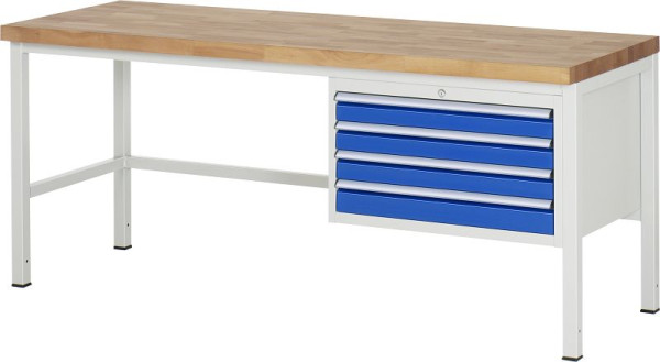 RAU Werkbank Serie 8000 - Modell 8233, B2000 x T700 x H840-1040 mm, Systemunterbau B1995 x T650 x H800-1000 mm, 03-8233A1-207B4H.11