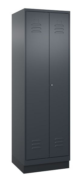 C+P Umkleidespind Classic PLUS, Doppel-Spind, Sockel, 2 Abteile, 1950x600x500mm, 7016/7016, Zylinderschloss, 080022-20P S10027