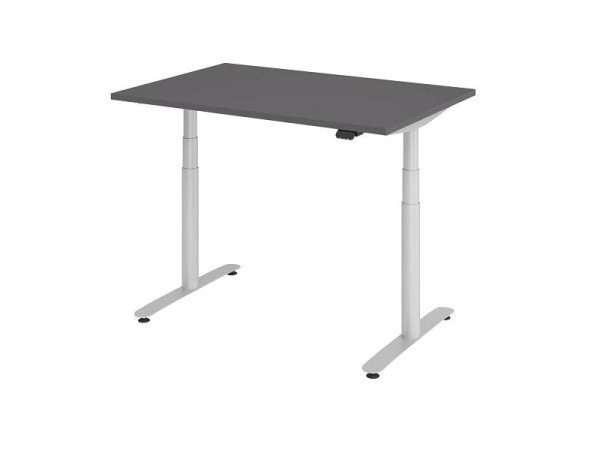 Hammerbacher Sitz-Steh-Schreibtisch elektrisch 120x80cm Graphit/Silber, VXDLR12/G/S