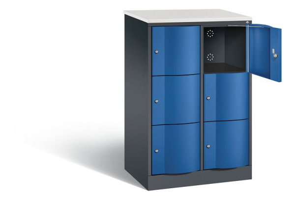 C+P Schließfachschrank Resisto, H1255xB772xT540mm, Farbe: Schwarzgrau / Enzianblau, 8573-272 S10440