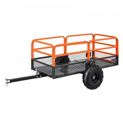 VEVOR Kippanhänger, 725,75 kg, ATV-UTV-Stahlanhänger mit abnehmbarer Rückwand für Rasenmäher, Traktoren und Gartenabfälle, HYTCHCWGK22CKNARP001V0