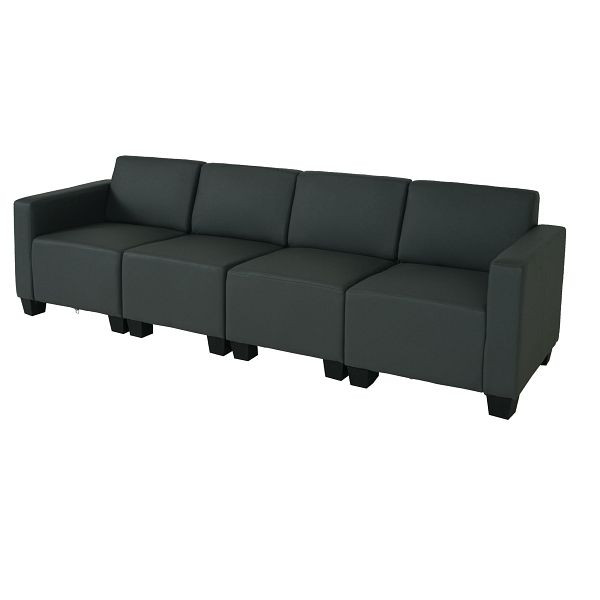 Mendler Modular 4-Sitzer Sofa Couch Lyon, Kunstleder, dunkelgrau, 2x75183+75184+75185