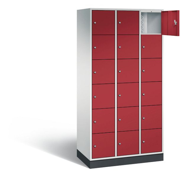 C+P Schließfachschrank Intro, H1950xB920xT490mm, Farbe: Lichtgrau / Rubinrot, 8670-301 S10022