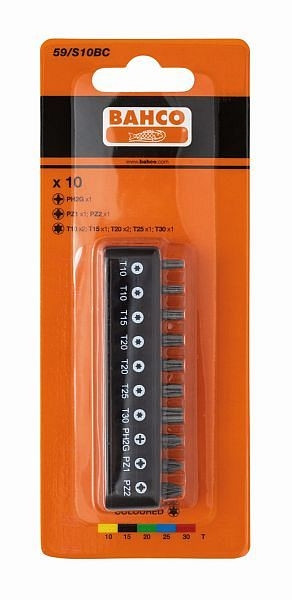 Bahco Bit-Set, 10 teilig, in Kunststoffhalterung mit Gürtelclip, 59/S10BC