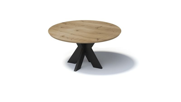 Bisley Fortis Table Circle, 1600 mm, Schweizer Kante, geölte Oberfläche, S2-Gestell, Oberfläche: natürlich / Gestellfarbe: schwarz, FC16S2P333