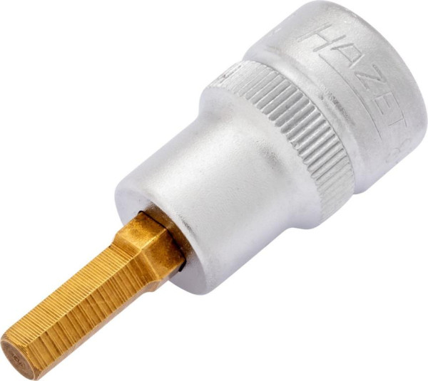 Hazet Schraubendreher-Steckschlüsseleinsatz, Vierkant hohl 10 mm, Innen-Sechskant Profil, 5 mm, extrakurz Mit Rändelung, 8801K-5