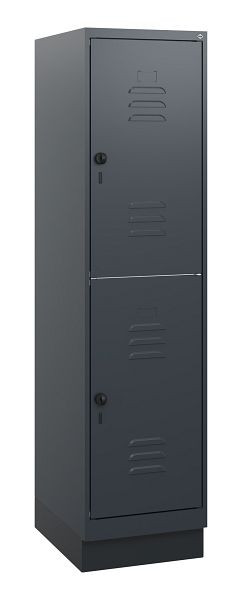 C+P Doppelstöckiger Spind Classic PLUS, Sockel, 1630x400x500mm, 7016/7016, Drehriegel, 0803205-12 S10012