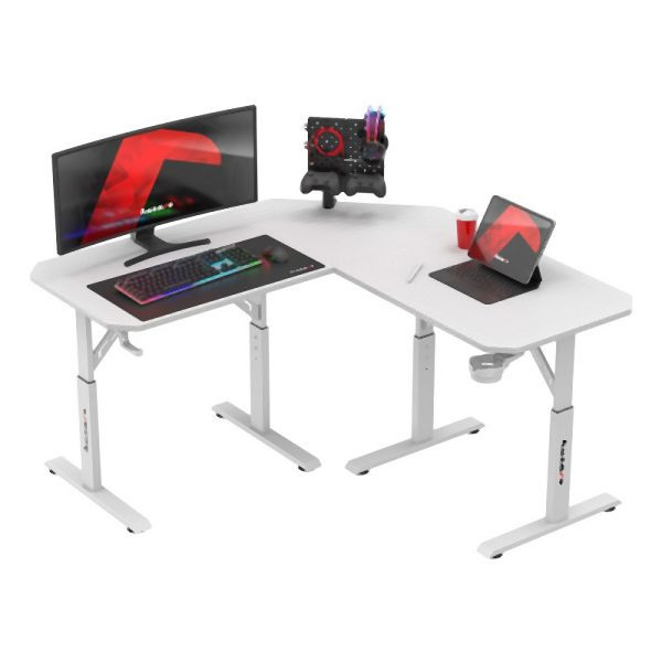 Huzaro Höhenverstellbarer Eck-Gaming-Schreibtisch Hero 7.3 Weiß, 140 cm x 80 cm, HZ-HERO 7.3 WHITE, 5903796019902