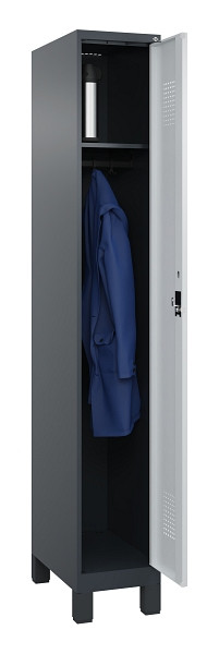 C+P Spind Evolo PLUS, mit Füßen, 1 Abteil, 1950x300x500mm, 7016/7035, Verschluss Zylinderschloss, Ablageböden 1, 049010-10 S10045