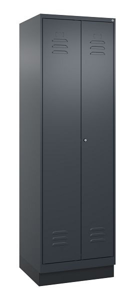 C+P Umkleidespind Classic PLUS SW, Sockel, 2 Abteile, 1950x600x500mm, 7016/7016, Zylinderschloss, 080022-20 S10027