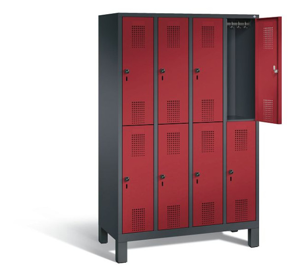 C+P Spind doppelstöckig Evolo, H1850xB1190xT500mm, Farbe: Schwarzgrau / Rubinrot, 48310-40 S10341