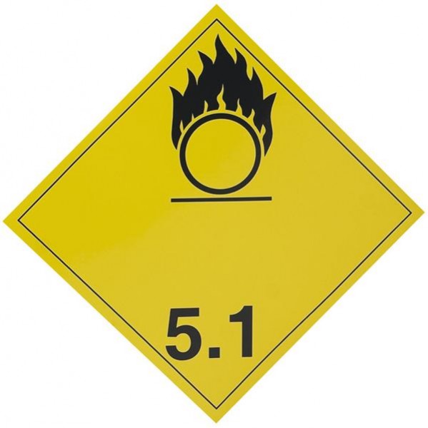 SIGNUM Gefahrzettel Klasse 5.1, Aluminium, doppelseitig, G 2027/5.1300
