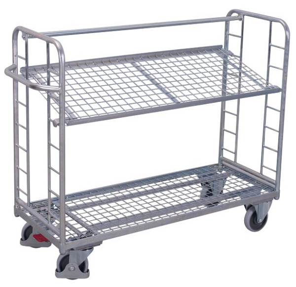 VARIOfit Etagenwagen mit 2 Drahtgitterböden verzinkt, Außenmaße: 1.510 x 550 x 1.235 mm, sw-540.224
