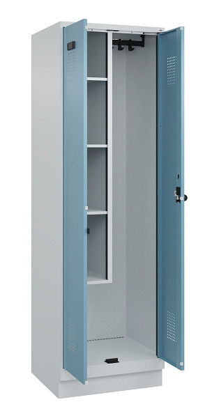 C+P Putzmittel-Spind Evolo PLUS, mit Sockel, 2 Abteile, 1950x600x500mm, 7035/001, Drehriegel, 049120-00 S10009