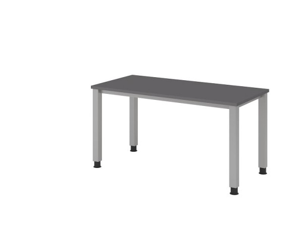 Hammerbacher Schreibtisch 4-Fuß rund 140 x 67 cm Graphit/silber, 25 mm dick, 2 mm ABS-Kante, Rechteckform, VQS614/G/S