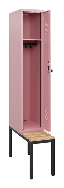 C+P Spind Evolo PLUS, 1 Abteil, 1950x300x815mm, 3015/3015, Drehriegel, Sitzfläche Holz, Sitzbank, 0490505-10 S10032