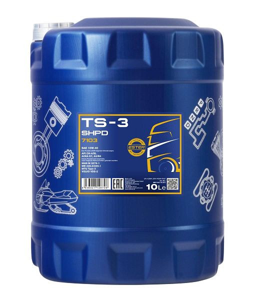 MANNOL Mehrbereichsmineralöl 7103 TS-3 SHPD 10W-40 mineral, VE: 10 l, MN7103-10