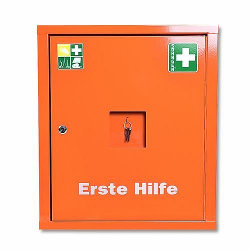 DENIOS Verbandschrank Eurosafe aus Qualitäts-Feinblech, Füllung nach DIN 13169, 164911