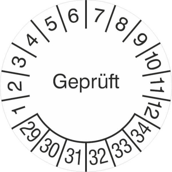 Stein HGS Prüfplaketten mit Jahresfarbe (6 Jahre), Ø 20 mm, 2029-2034, 31.c7018-29