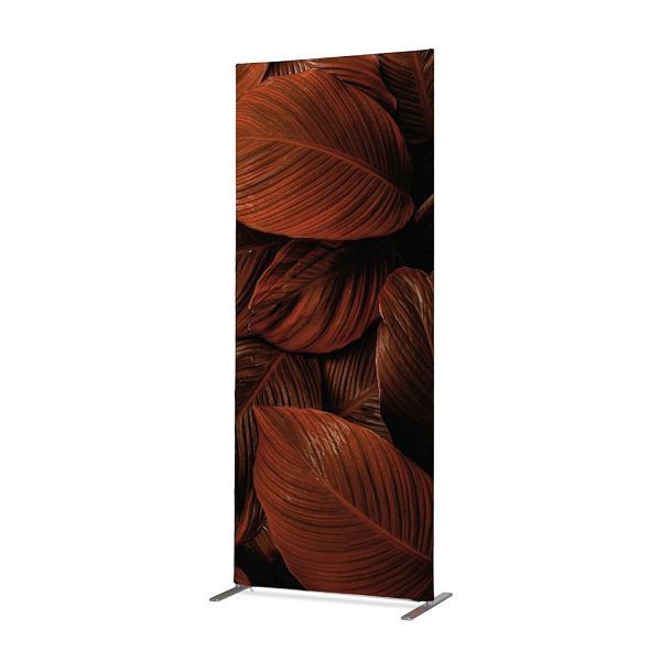 Showdown Displays Textil Raumteiler Deko 100-200 Doppel Botanische Blätter Rot/Rost ECO, ZBSLIM100-200-DSI19ECO