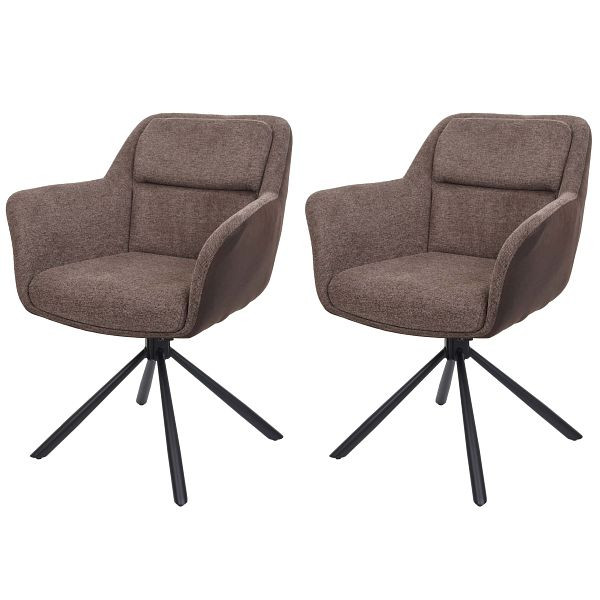Mendler 2er-Set Esszimmerstuhl HWC-K33, Küchenstuhl Stuhl, drehbar Auto-Position, Stoff MVG, Kunstleder, braun-dunkelbraun, 89661