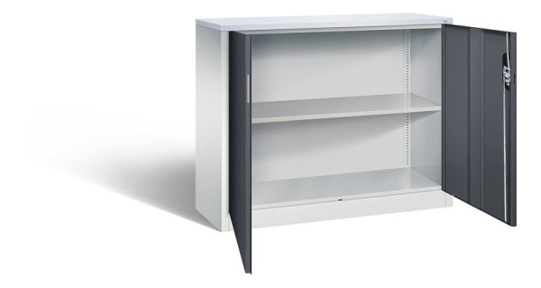 C+P Büroschrank Acurado, H1000xB1200xT400mm, Farbe: Lichtgrau / Schwarzgrau, Muldengriff, 2 OH, 9466-1200 S10295