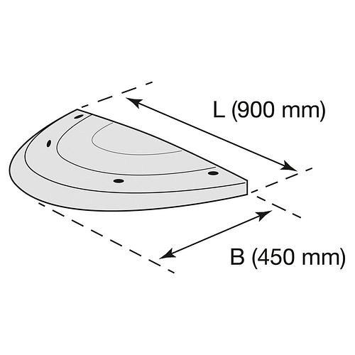 DENIOS Fahrbahnschwelle, Abschlußelement mit Nut, schwarz, B 900 mm, H 50 mm, 311230
