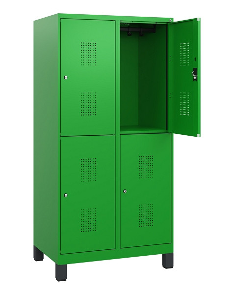 C+P Doppelstöckiger Spind Evolo PLUS, Füße, 4 Fächer, 1630x800x500mm, 6037/6037, Zylinderschloss, 0493105-22 S10077
