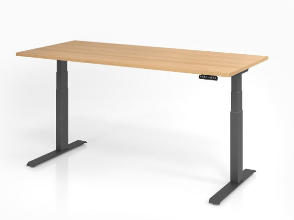 Hammerbacher Schreibtisch XDKB19, 180 x 80 cm, Platte: Eiche, 25 mm dick, ABS-Dickkante, Rechteckform, Graphit, VXDKB19/E/G