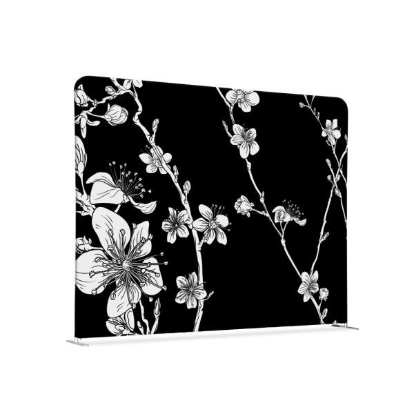 Showdown Displays Textil Raumteiler 150-150 Doppel Abstrakte Japanische Kirschblüte Schwarz, ZWS150-150SSK-DSI7