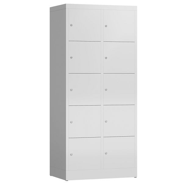 Lüllmann ClassiX Schließfachschrank, 2 Abteile à 5 Fächer, 1800 x 800 x 500 mm, lichtgrau, X-523520